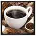 Edler Kaffee und Kaffeebohnen auf Leinwandbild Quadratisch gerahmt Größe 60x60