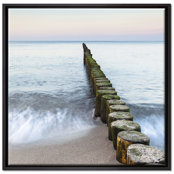 Wellenbrecher im Meer auf Leinwandbild Quadratisch gerahmt Größe 70x70