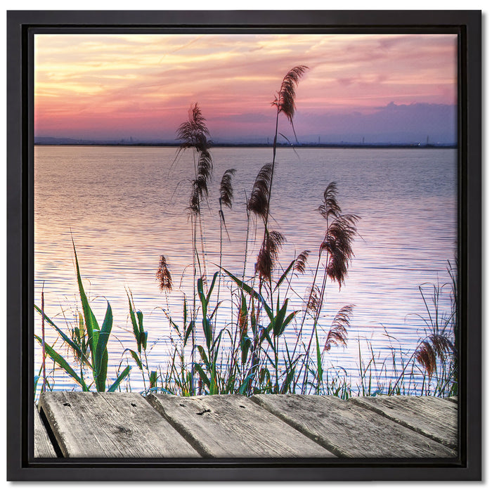 Steg mit Ausblick aufs Meer auf Leinwandbild Quadratisch gerahmt Größe 40x40