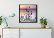 Steg mit Ausblick aufs Meer auf Leinwandbild gerahmt Quadratisch verschiedene Größen im Wohnzimmer