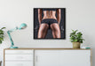 Sexy Frau mit Hanteln auf Leinwandbild gerahmt Quadratisch verschiedene Größen im Wohnzimmer