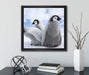 Kaiserpinguin Gruppe  auf Leinwandbild Quadratisch gerahmt mit Kirschblüten
