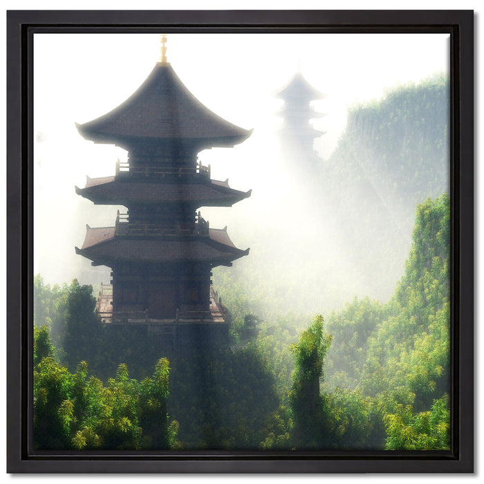 chinesische Häuser auf Leinwandbild Quadratisch gerahmt Größe 40x40
