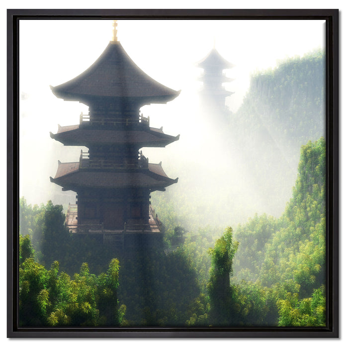 chinesische Häuser auf Leinwandbild Quadratisch gerahmt Größe 60x60