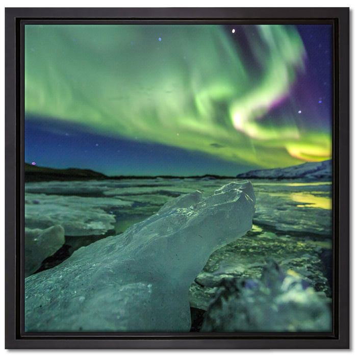 Gletscher Island auf Leinwandbild Quadratisch gerahmt Größe 40x40