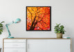 Feurige Herbstblätter auf Leinwandbild gerahmt Quadratisch verschiedene Größen im Wohnzimmer