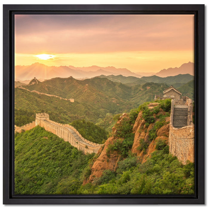 Chinesische Mauer auf Leinwandbild Quadratisch gerahmt Größe 40x40