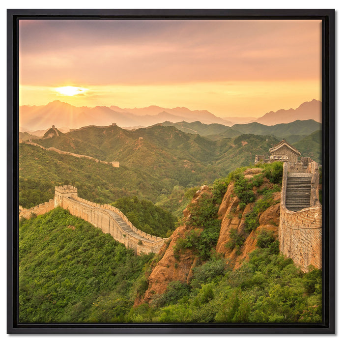 Chinesische Mauer auf Leinwandbild Quadratisch gerahmt Größe 60x60