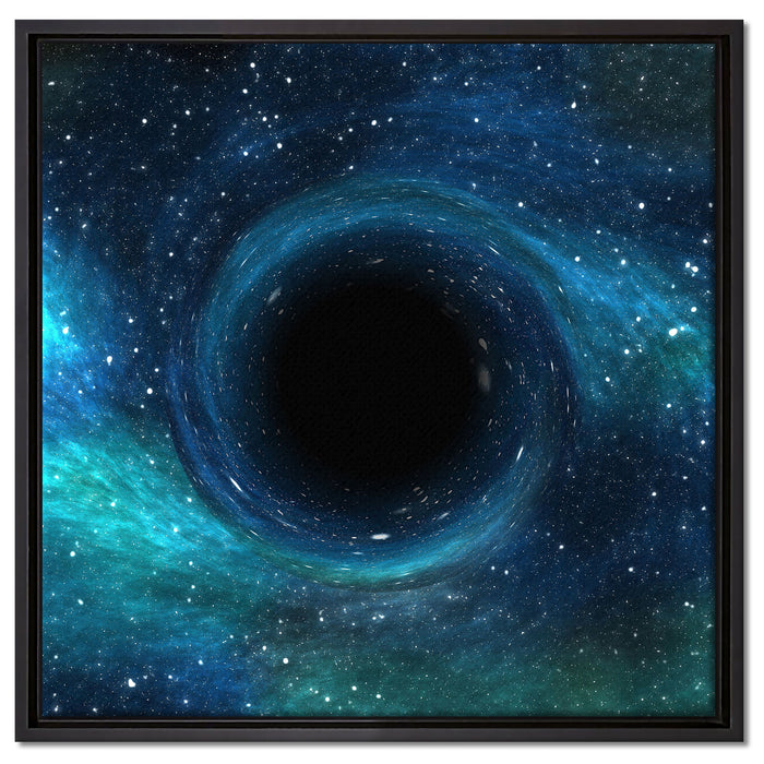 Schwarzes Loch im Weltall auf Leinwandbild Quadratisch gerahmt Größe 60x60