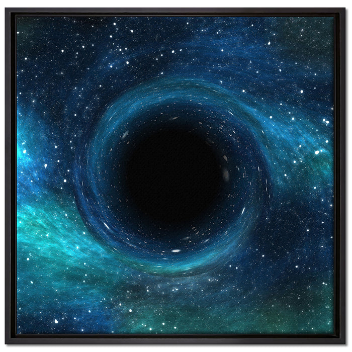 Schwarzes Loch im Weltall auf Leinwandbild Quadratisch gerahmt Größe 70x70