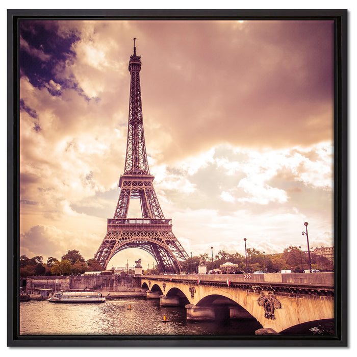 Eiffelturm in Paris auf Leinwandbild Quadratisch gerahmt Größe 60x60