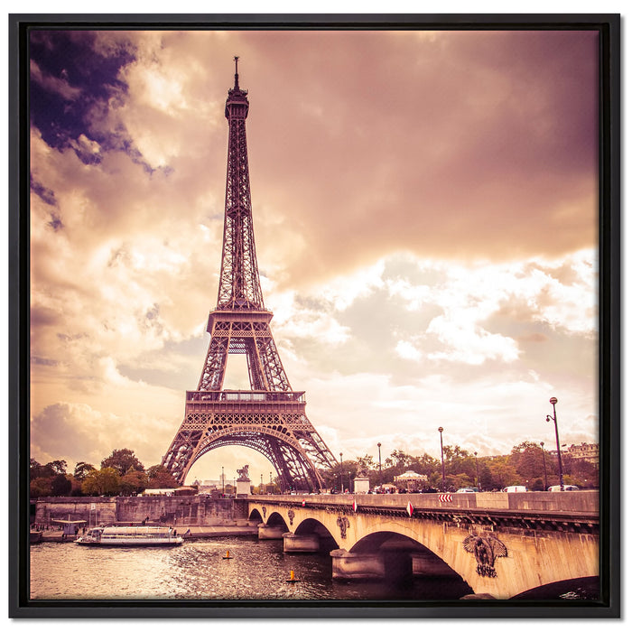 Eiffelturm in Paris auf Leinwandbild Quadratisch gerahmt Größe 70x70