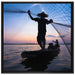 Fischer wirft sein Netz auf Leinwandbild Quadratisch gerahmt Größe 70x70