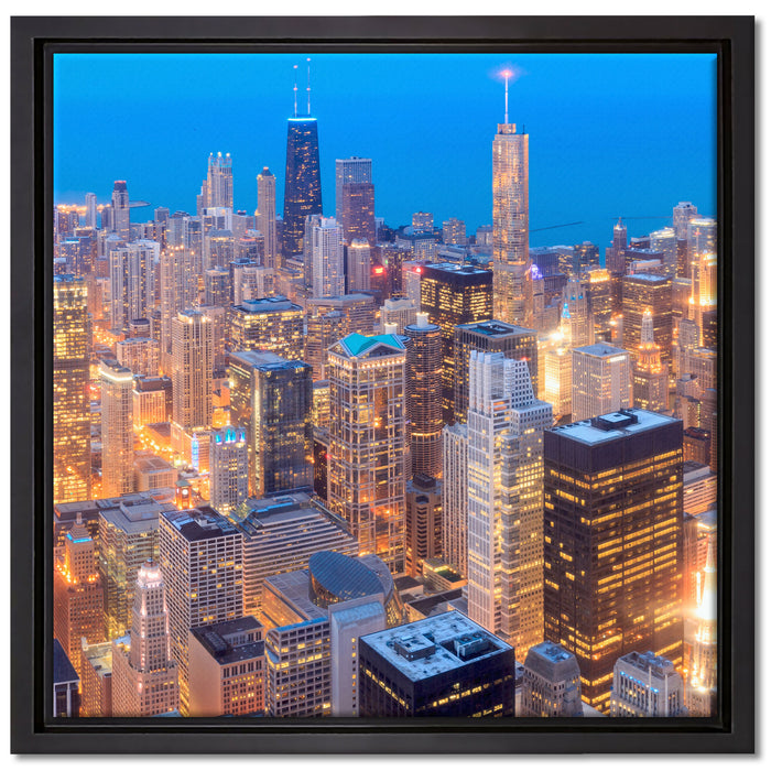 Luftaufnahme Chicago auf Leinwandbild Quadratisch gerahmt Größe 40x40