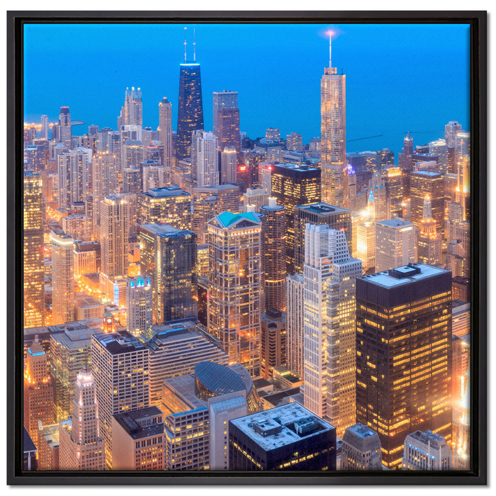 Luftaufnahme Chicago auf Leinwandbild Quadratisch gerahmt Größe 70x70