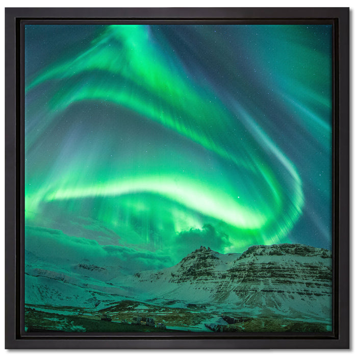 Nordlichter über Island auf Leinwandbild Quadratisch gerahmt Größe 40x40
