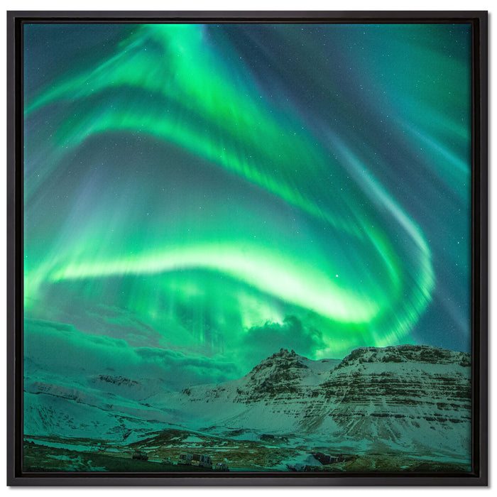 Nordlichter über Island auf Leinwandbild Quadratisch gerahmt Größe 70x70