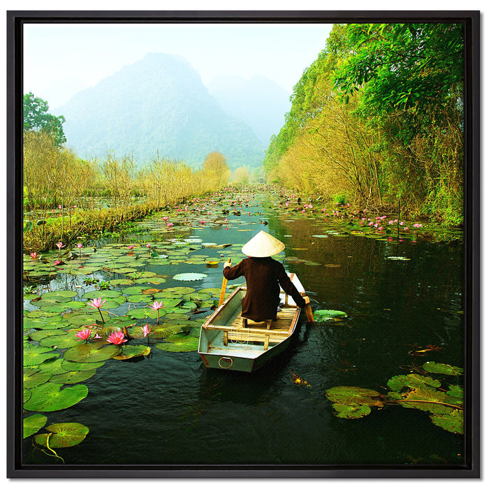 Yen-Stream Vietnam auf Leinwandbild Quadratisch gerahmt Größe 70x70