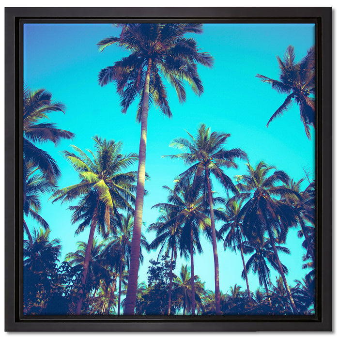 Tropische Palmen auf Leinwandbild Quadratisch gerahmt Größe 40x40