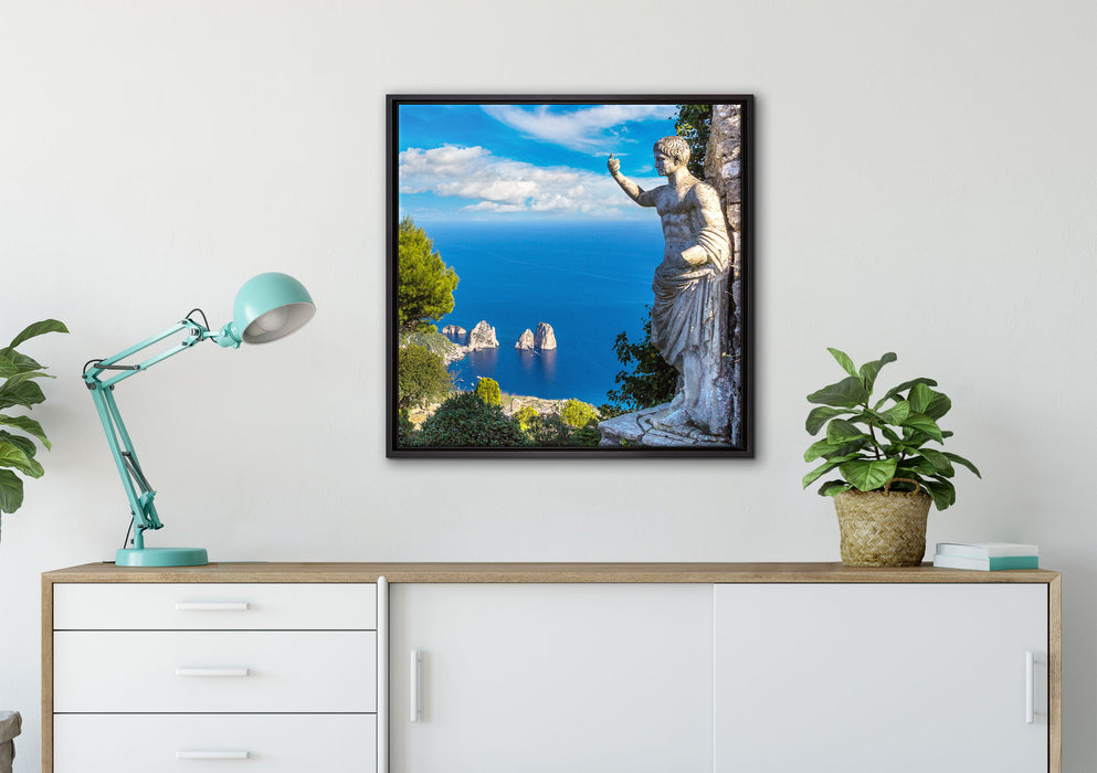 Insel Capri in Italien auf Leinwandbild gerahmt Quadratisch verschiedene Größen im Wohnzimmer