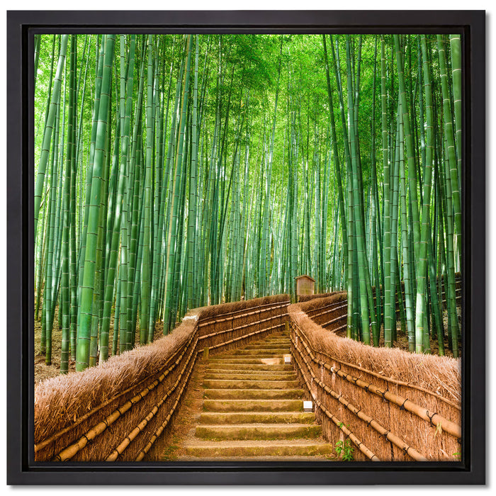 Kyoto Japan Bambuswald auf Leinwandbild Quadratisch gerahmt Größe 40x40