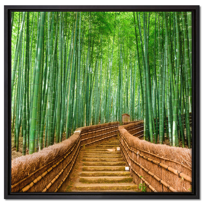 Kyoto Japan Bambuswald auf Leinwandbild Quadratisch gerahmt Größe 60x60