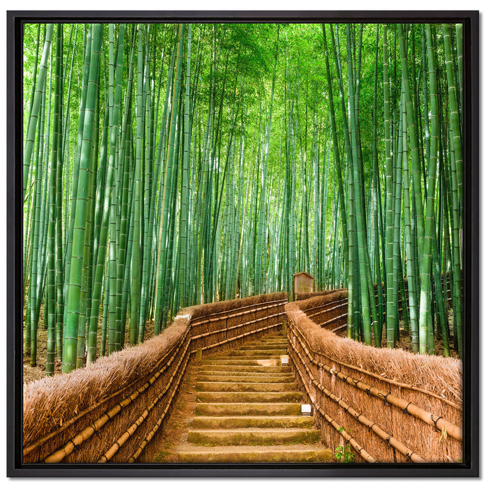 Kyoto Japan Bambuswald auf Leinwandbild Quadratisch gerahmt Größe 70x70