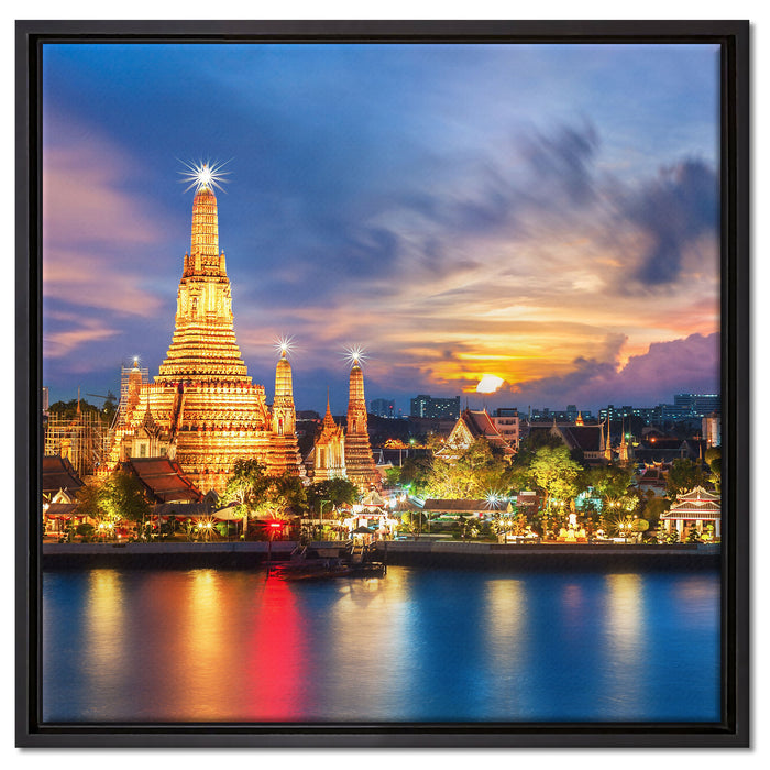 Tempel Bangkok Thailand auf Leinwandbild Quadratisch gerahmt Größe 60x60
