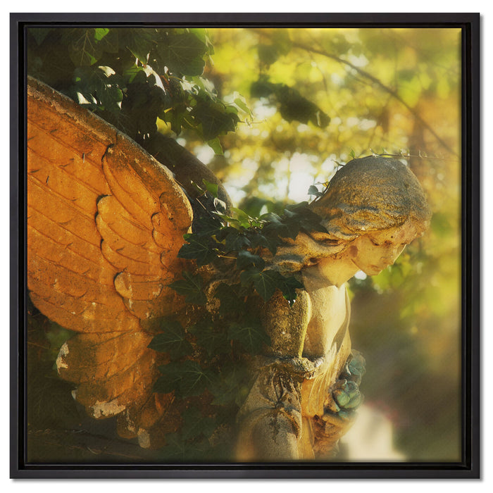 Goldenen Engel im Sonnenlicht auf Leinwandbild Quadratisch gerahmt Größe 60x60