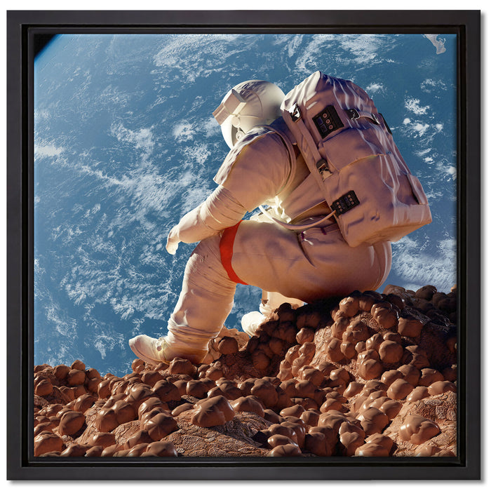 Der Astronaut auf Leinwandbild Quadratisch gerahmt Größe 40x40