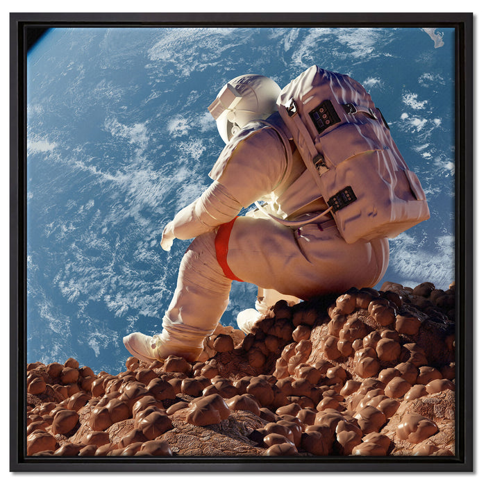 Der Astronaut auf Leinwandbild Quadratisch gerahmt Größe 60x60