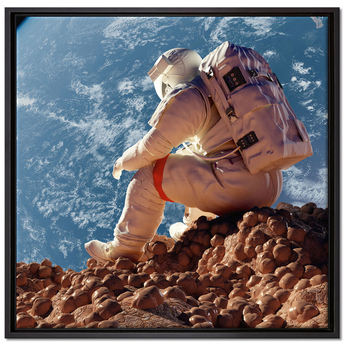 Der Astronaut auf Leinwandbild Quadratisch gerahmt Größe 70x70