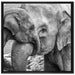 Elefantenmutter mit Kalb B&W auf Leinwandbild Quadratisch gerahmt Größe 70x70