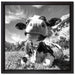 Kuh im Karwendelgebirge Kunst B&W auf Leinwandbild Quadratisch gerahmt Größe 40x40
