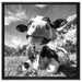 Kuh im Karwendelgebirge Kunst B&W auf Leinwandbild Quadratisch gerahmt Größe 60x60