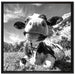 Kuh im Karwendelgebirge Kunst B&W auf Leinwandbild Quadratisch gerahmt Größe 70x70