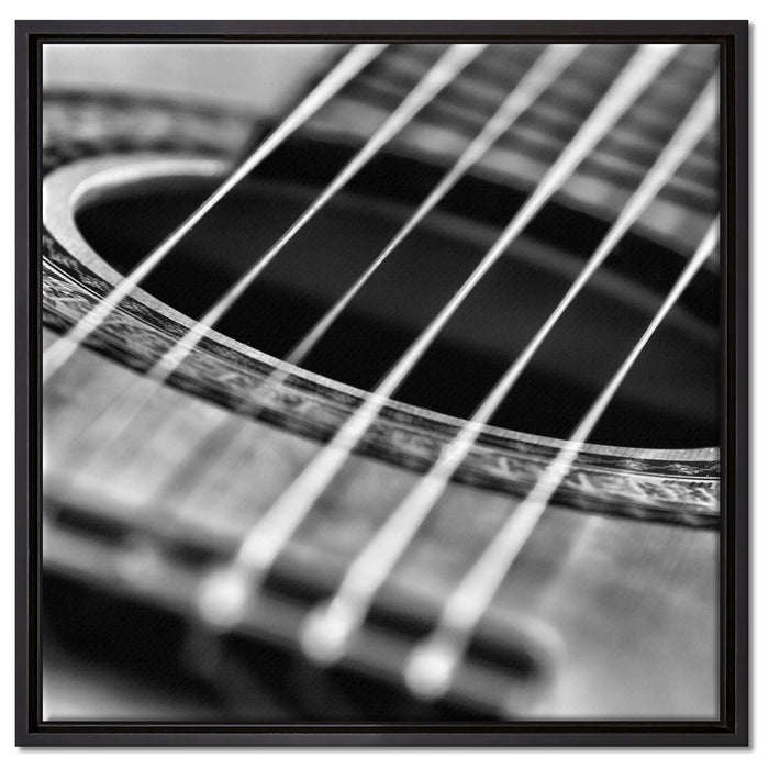 Gitarrensaiten and Music auf Leinwandbild Quadratisch gerahmt Größe 60x60