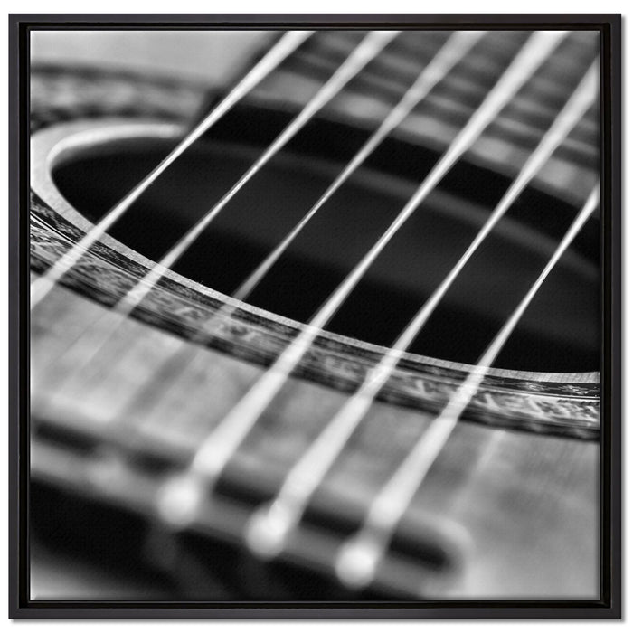 Gitarrensaiten and Music auf Leinwandbild Quadratisch gerahmt Größe 70x70