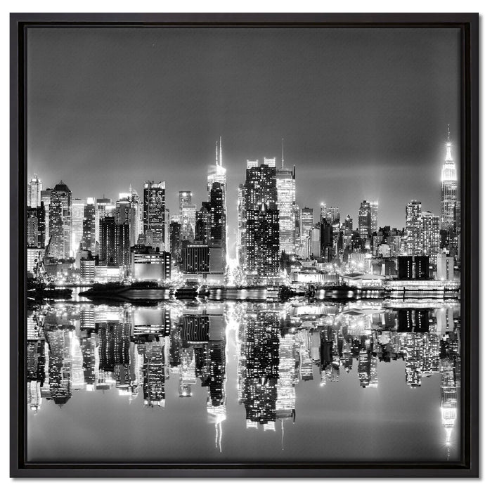 Manhattan Skyline auf Leinwandbild Quadratisch gerahmt Größe 60x60
