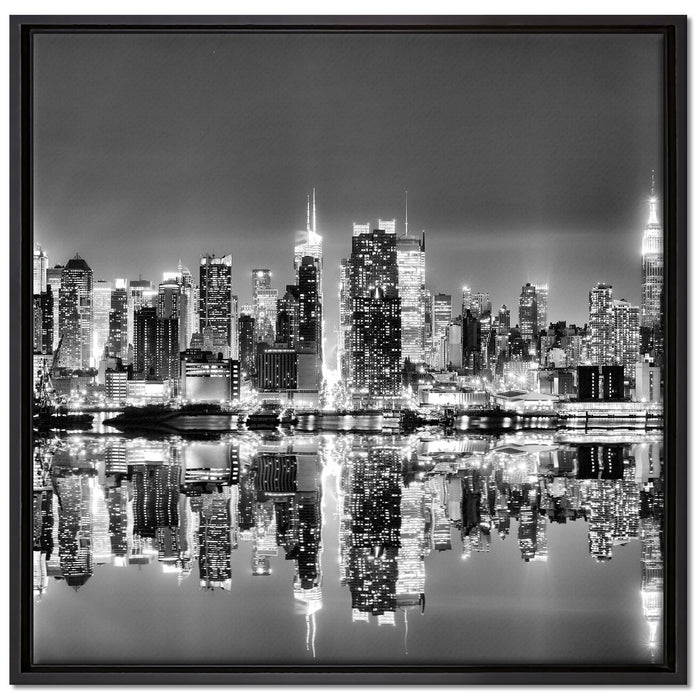 Manhattan Skyline auf Leinwandbild Quadratisch gerahmt Größe 70x70