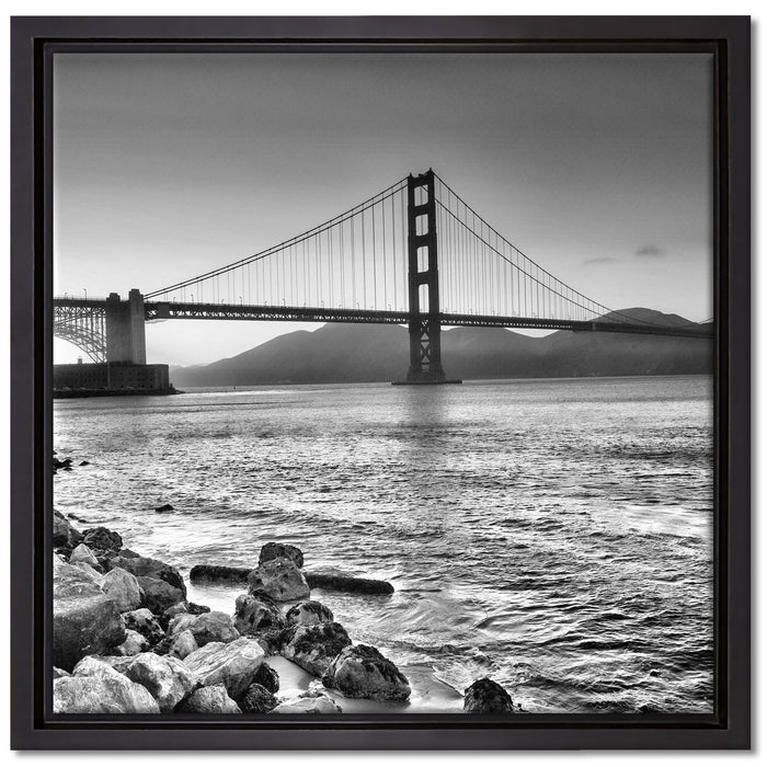 Imposante Golden Gate Bridge auf Leinwandbild Quadratisch gerahmt Größe 40x40