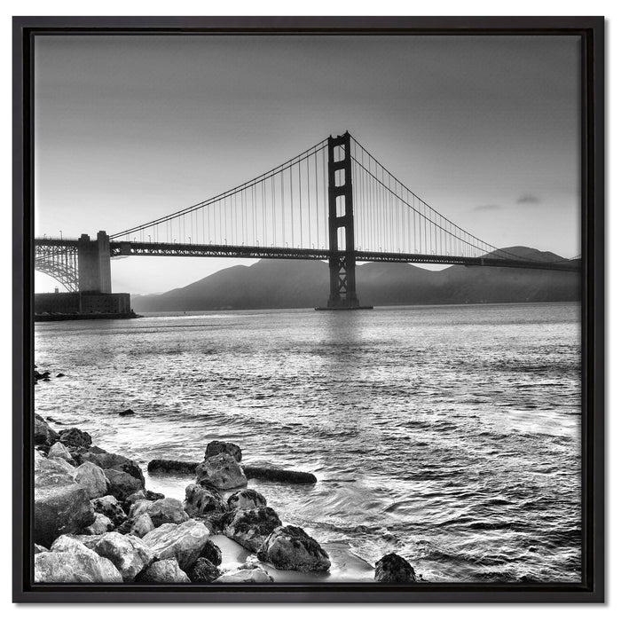 Imposante Golden Gate Bridge auf Leinwandbild Quadratisch gerahmt Größe 60x60