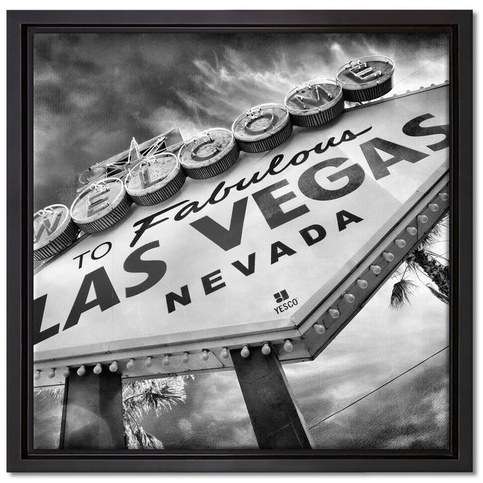 Las Vegas Retro Look auf Leinwandbild Quadratisch gerahmt Größe 40x40