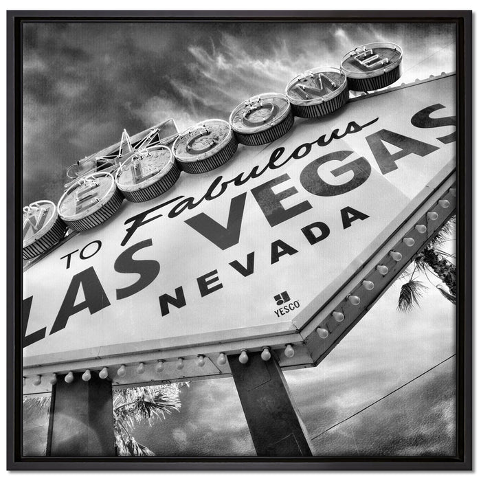 Las Vegas Retro Look auf Leinwandbild Quadratisch gerahmt Größe 70x70