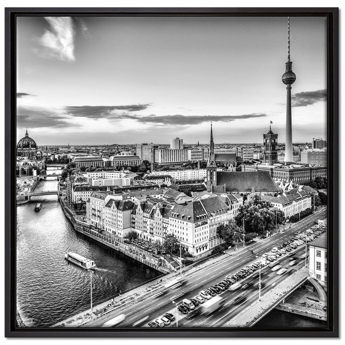 Skyline von Berlin auf Leinwandbild Quadratisch gerahmt Größe 70x70