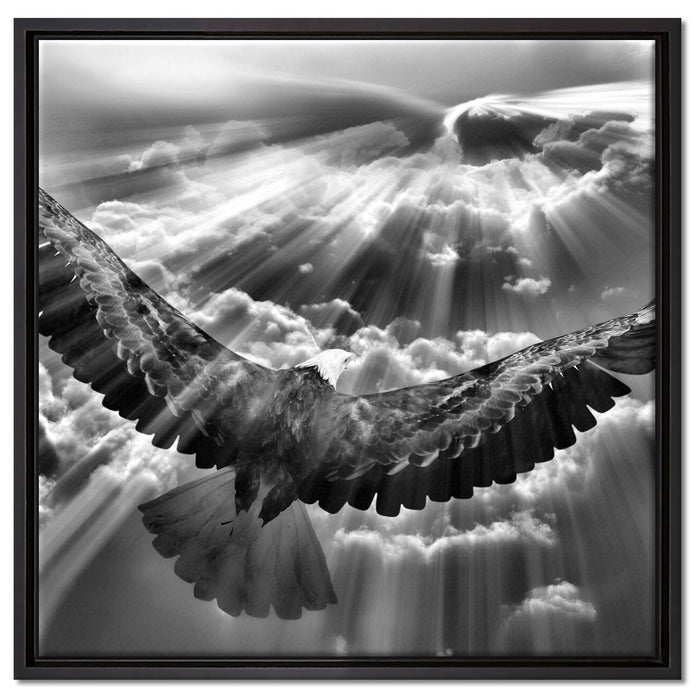 Adler über den Wolken auf Leinwandbild Quadratisch gerahmt Größe 60x60