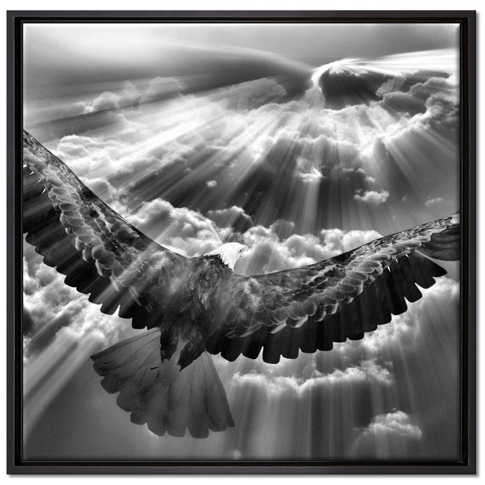 Adler über den Wolken auf Leinwandbild Quadratisch gerahmt Größe 70x70