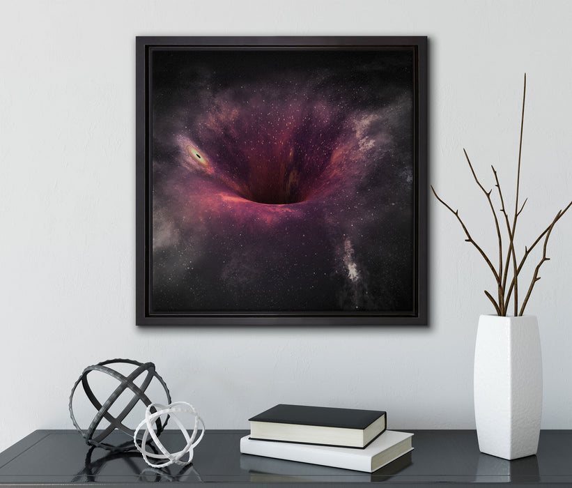 Schwarzes Loch im Weltall  auf Leinwandbild Quadratisch gerahmt mit Kirschblüten