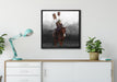 Samurai Krieger auf einem Pferd auf Leinwandbild gerahmt Quadratisch verschiedene Größen im Wohnzimmer