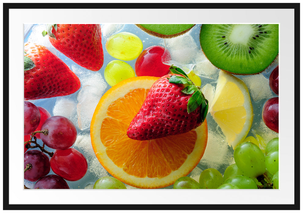 Pixxprint Leckeres buntes Obst, im Galerie-Passepartout Bilderrahmen